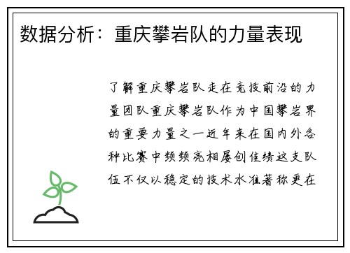 数据分析：重庆攀岩队的力量表现